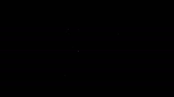 Bílá čára Asijské nudle v misce a hůlky ikona izolované na černém pozadí. Pouliční fast food. Korejské, japonské, čínské jídlo. Grafická animace pohybu videa 4K — Stock video