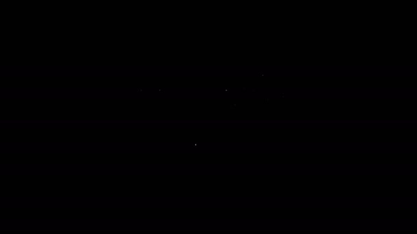 Linha branca katana tradicional japonesa em um ícone de suporte de madeira isolado em fundo preto. Espada japonesa. Animação gráfica em movimento de vídeo 4K — Vídeo de Stock