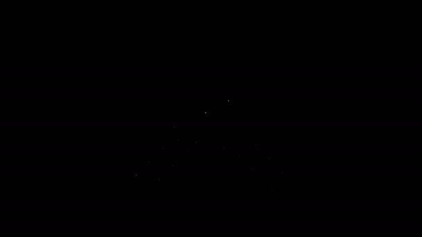 Linha branca Ícone tradicional da katana japonesa isolado sobre fundo preto. Espada japonesa. Animação gráfica em movimento de vídeo 4K — Vídeo de Stock