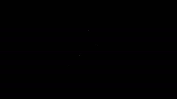 Bílá čára Sushi na řezací desce ikony izolované na černém pozadí. Asijské jídlo sushi na dřevěné desce. Grafická animace pohybu videa 4K — Stock video