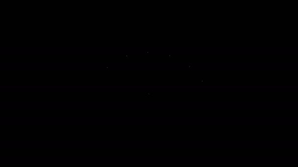 Linea bianca Tradizionale icona del ventilatore pieghevole cinese o giapponese su sfondo nero. Animazione grafica 4K Video motion — Video Stock