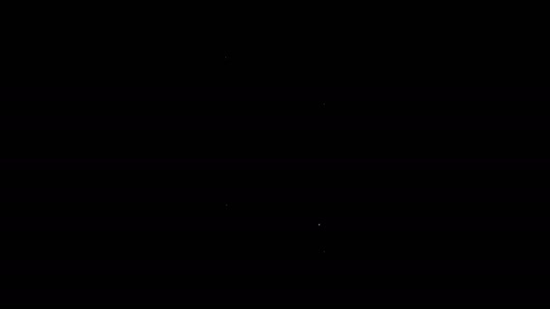 Línea blanca Chasis coche icono aislado sobre fondo negro. Animación gráfica de vídeo 4K — Vídeo de stock