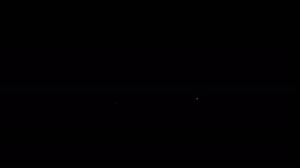 Иконка мегафона белой линии изолирована на черном фоне. Концепция громкого оповещения. Буллхорн для промоушена. Видеографическая анимация 4K — стоковое видео
