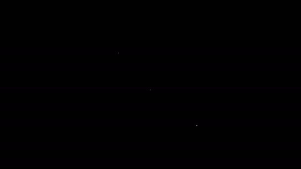 Weiße Linie Diskette für Computer-Datenspeicher-Symbol isoliert auf schwarzem Hintergrund. Diskettenzeichen. 4K Video Motion Grafik Animation — Stockvideo