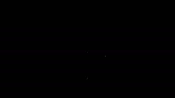 Виниловый проигрыватель белой линии с иконкой винилового диска, выделенной на чёрном фоне. Видеографическая анимация 4K — стоковое видео