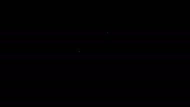 Siyah arkaplanda oyun düğmesi simgesi olan beyaz çizgi lideri. 4K Video hareketli grafik canlandırması