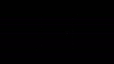 Siyah arkaplanda beyaz çizgi Play Video simgesi izole edildi. Oyun işaretli film şeridi. 4K Video hareketli grafik canlandırması