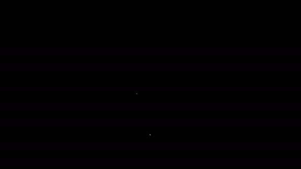 Λευκή γραμμή Μουσική σημείωση, τόνος εικονίδιο απομονώνονται σε μαύρο φόντο. 4K Γραφική κίνηση κίνησης βίντεο — Αρχείο Βίντεο