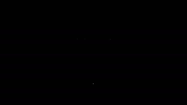 Siyah arkaplanda beyaz çizgi geri sarma simgesi izole. 4K Video hareketli grafik canlandırması — Stok video