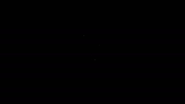 黒の背景に分離されたホワイトラインマイクアイコン。無線マイクで。スピーカーサイン。4Kビデオモーショングラフィックアニメーション — ストック動画