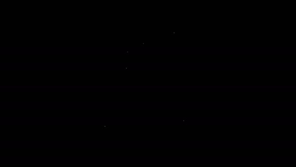 Witte lijn Glazen reageerbuiskolf op standpictogram geïsoleerd op zwarte achtergrond. Laboratoriumapparatuur. 4K Video motion grafische animatie — Stockvideo