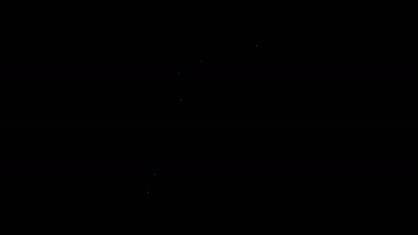 Linea bianca Flacone in tubo di vetro sull'icona del cavalletto isolato su sfondo nero. Attrezzature di laboratorio. Animazione grafica 4K Video motion — Video Stock