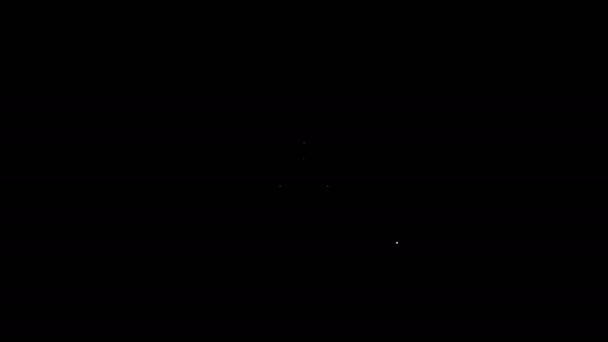 Bílá čára Radioaktivní ikona izolované na černém pozadí. Radioaktivní toxický symbol. Značka radiačního nebezpečí. Grafická animace pohybu videa 4K — Stock video