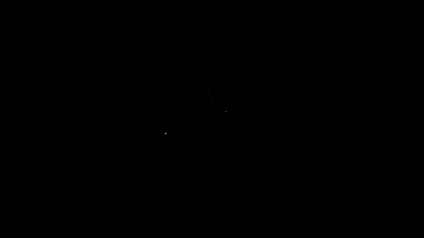 Bílá čára Nákupní košík ikona izolované na černém pozadí. Online nákupní koncept. Podpis doručovací služby. Symbol nákupního košíku. Grafická animace pohybu videa 4K