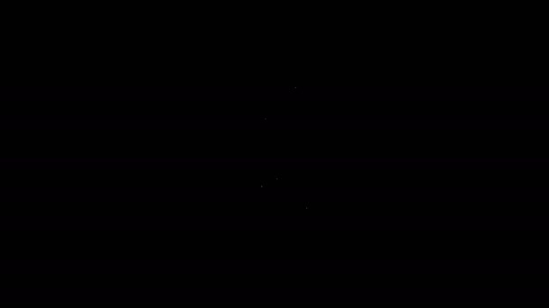 Bílá čára Sdílet ikonu izolované na černém pozadí. Sdílení, komunikační piktogram, sociální média, připojení, síť, distribuční značka. Grafická animace pohybu videa 4K — Stock video