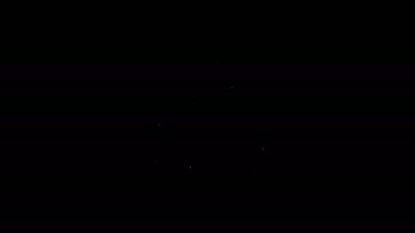 Beyaz çizgi Mutlu Noeller zil ikonu siyah arka planda izole edildi. Alarm sembolü, servis zili, el zili işareti, uyarı. 4K Video hareketli grafik canlandırması
