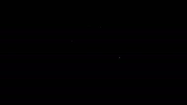 Beyaz çizgili Noel çelengi simgesi siyah arka planda izole edilmiş. Mutlu Noeller ve mutlu yıllar. 4K Video hareketli grafik canlandırması