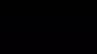 Beyaz çizgi Noel ağacı simgesi siyah arkaplanda izole edilmiş. Mutlu Noeller ve mutlu yıllar. 4K Video hareketli grafik canlandırması