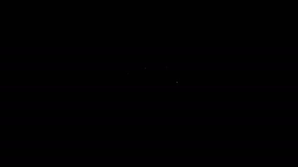 Белая линия Горы значок изолирован на черном фоне. Символ победы или концепции успеха. Видеографическая анимация 4K — стоковое видео