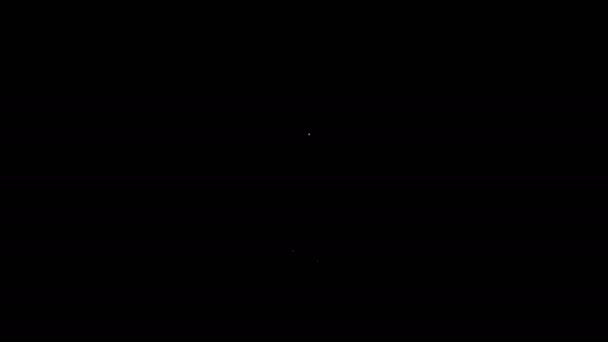 黒の背景に隔離された白い線のクリスマスツリーアイコン。メリークリスマスとハッピーニューイヤー。4Kビデオモーショングラフィックアニメーション — ストック動画