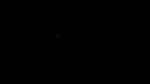 Beyaz çizgi Noel eldiveni simgesi siyah arka planda izole edildi. 4K Video hareketli grafik canlandırması — Stok video