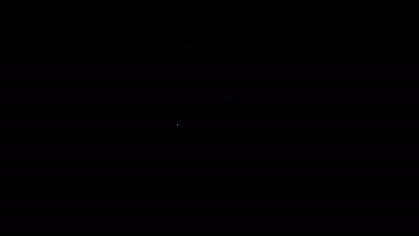 Белая линия Рождественский чулок значок изолирован на черном фоне. С Рождеством и Новым годом. Видеографическая анимация 4K — стоковое видео