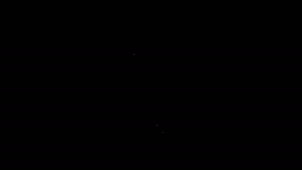 Bílá čára Meteorologie teploměr měřicí ikona izolované na černém pozadí. Teploměr ukazuje teplé nebo studené počasí. Grafická animace pohybu videa 4K — Stock video