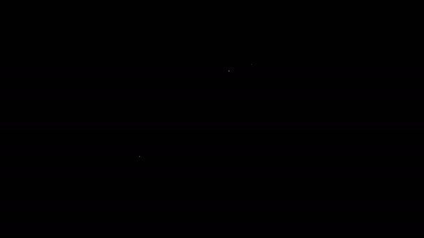 Linha branca Natal Papai Noel chapéu ícone isolado no fundo preto. Feliz Natal e Feliz Ano Novo. Animação gráfica em movimento de vídeo 4K — Vídeo de Stock