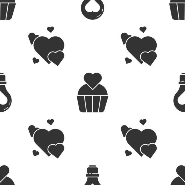 Set Forme Coeur Dans Une Ampoule Gâteau Mariage Avec Coeur — Image vectorielle