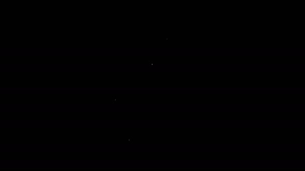 Vit linje Bröllopstårta med hjärta ikon isolerad på svart bakgrund. 4K Video motion grafisk animation — Stockvideo