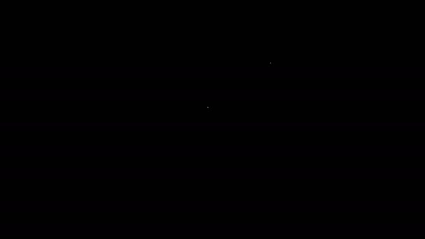 Witte lijn Telefoon met hart emoji spraakbel krijgen bericht op het scherm pictogram geïsoleerd op zwarte achtergrond. Valentijnsdag. 4K Video motion grafische animatie — Stockvideo