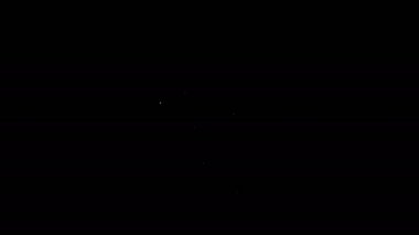 Beyaz çizgi indirimli etiket simgesi siyah arkaplanda izole edildi. Etiket alışverişi. Özel teklif işareti. İndirim kuponları sembolü. 4K Video hareketli grafik canlandırması