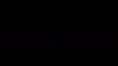 Beyaz çizgi dizüstü bilgisayar simgesi siyah arkaplanda izole edildi. Boş ekran işaretli bilgisayar defteri. 4K Video hareketli grafik canlandırması