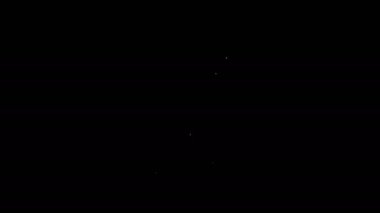 Beyaz çizgi bilgisayar ekranı simgesi siyah arkaplanda izole edildi. Elektronik cihaz. Ön manzara. 4K Video hareketli grafik canlandırması
