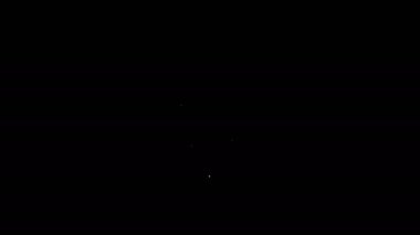 Beyaz çizgi indirimli etiket simgesi siyah arkaplanda izole edildi. Etiket alışverişi. Özel teklif işareti. İndirim kuponları sembolü. 4K Video hareketli grafik canlandırması