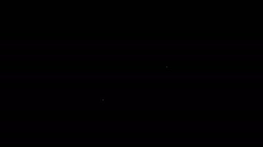 Beyaz çizgili salam sosis simgesi siyah arkaplanda izole edilmiş. Et şarküteri ürünü. 4K Video hareketli grafik canlandırması