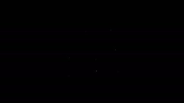 Beyaz çizgi ızgara biftek eti ve siyah arka planda izole edilmiş ateş alev ikonu. 4K Video hareketli grafik canlandırması