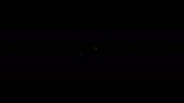 Beyaz çizgi siyah arkaplanda izole edilmiş sosis simgesi. Izgara sosis ve aroma işareti. 4K Video hareketli grafik canlandırması