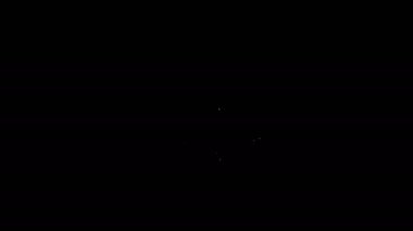 Beyaz çizgi bilgisayar monitörü simgesi siyah arkaplanda izole edildi. Bilgisayar bileşeni işareti. 4K Video hareketli grafik canlandırması