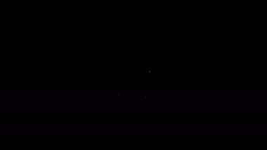 Beyaz çizgi dizüstü bilgisayar simgesi siyah arkaplanda izole edildi. Boş ekran işaretli bilgisayar defteri. 4K Video hareketli grafik canlandırması