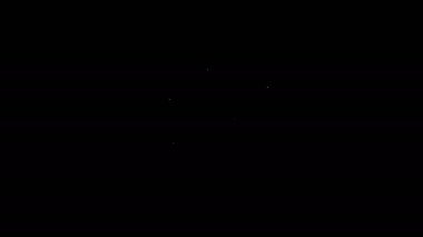 Beyaz çizgi diş beyazlatma konsepti simgesi siyah arkaplanda izole edildi. Diş hekimliği kliniği ya da diş hekimliği merkezi için diş sembolü. 4K Video hareketli grafik canlandırması