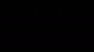 Beyaz çizgi diş koruma ikonu siyah arkaplanda izole edildi. Kalkan logosunda diş. 4K Video hareketli grafik canlandırması