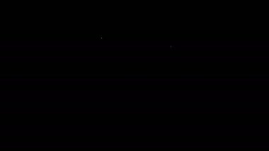 Beyaz çizgi diş beyazlatma konsepti simgesi siyah arkaplanda izole edildi. Diş hekimliği kliniği ya da diş hekimliği merkezi için diş sembolü. 4K Video hareketli grafik canlandırması