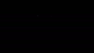 Beyaz çizgi diş beyazlatma konsepti simgesi siyah arkaplanda izole edildi. Diş hekimliği kliniği ya da diş hekimliği merkezi için diş sembolü. 4K Video hareketli grafik canlandırması