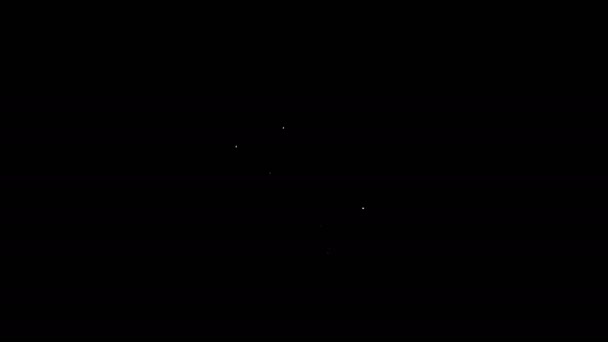 Linea bianca Fresco congelato icona bistecca di pesce isolato su sfondo nero. Animazione grafica 4K Video motion — Video Stock
