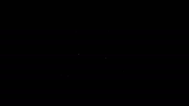 Linha branca Ícone de salsicha cruzada isolado no fundo preto. Sinal de salsicha e aroma grelhado. Animação gráfica em movimento de vídeo 4K — Vídeo de Stock