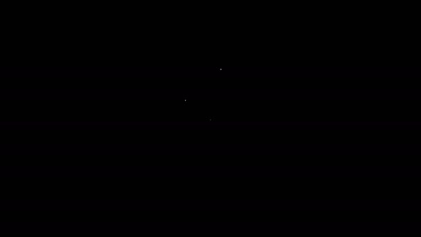 काळ्या पार्श्वभूमीवर वेगळे व्हाइट लाइन फिश स्टेक चिन्ह. 4K व्हिडिओ गती ग्राफिक अॅनिमेशन — स्टॉक व्हिडिओ
