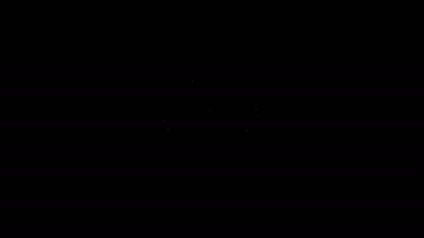 Linha branca Ícone de compartilhamento isolado no fundo preto. Compartilhamento, pictograma de comunicação, mídia social, conexão, rede, distribuir. Animação gráfica em movimento de vídeo 4K — Vídeo de Stock