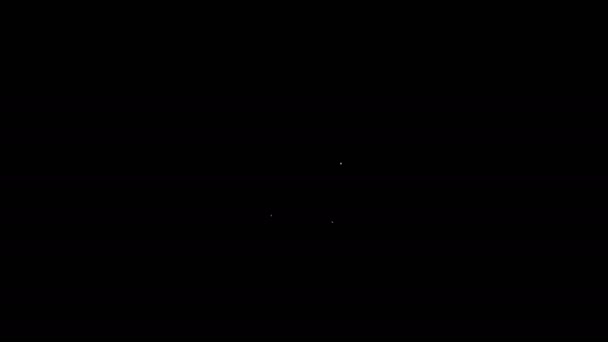 Bílá čára Laptop ikona izolované na černém pozadí. Počítačový sešit s prázdnou tabulkou. Grafická animace pohybu videa 4K — Stock video