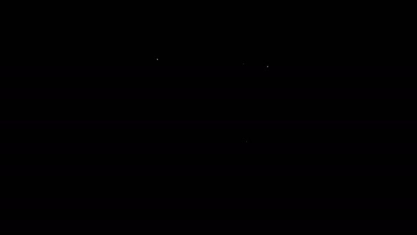 Línea blanca Icono de protección dental aislado sobre fondo negro. Diente con logo de escudo. Animación gráfica de vídeo 4K — Vídeos de Stock